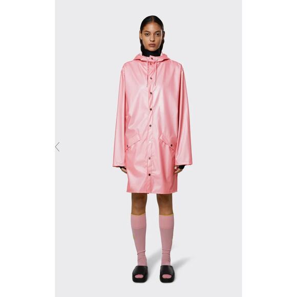 RAINS Long Jacket in Pink Sky Color Size Large - Picture 1 of 3